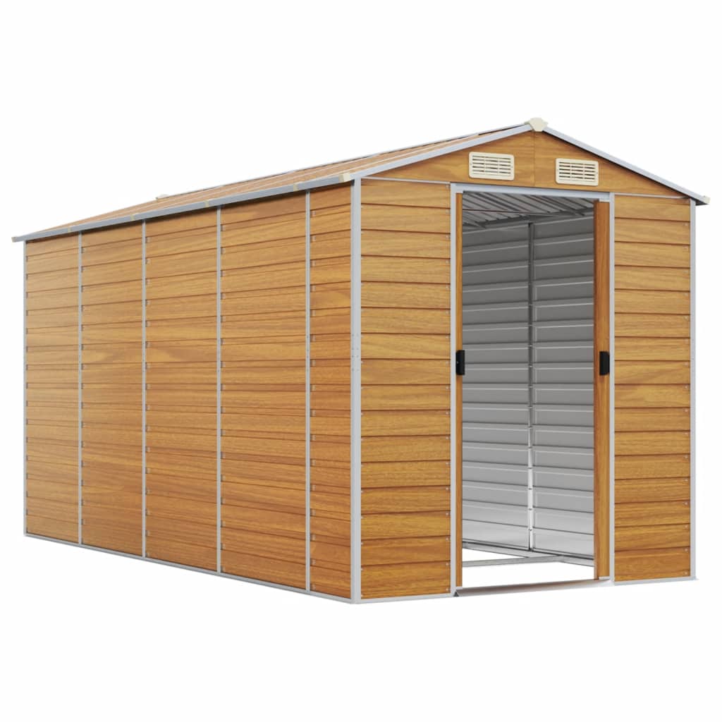 VidaXL Gartenhaus 191x385x198 cm verzinkter Stahl hellbraun