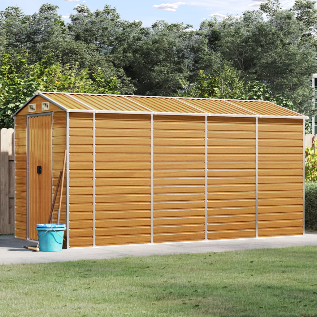VidaXL Gartenhaus 191x385x198 cm verzinkter Stahl hellbraun