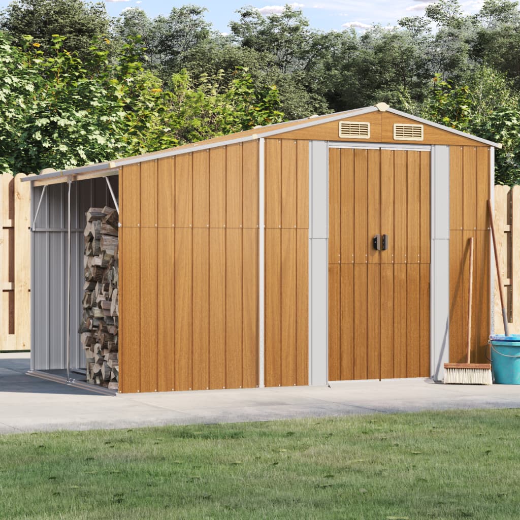 VidaXL Gartenhaus 277 x 192,5 x 179 cm, verzinkter Stahl, hellbraun
