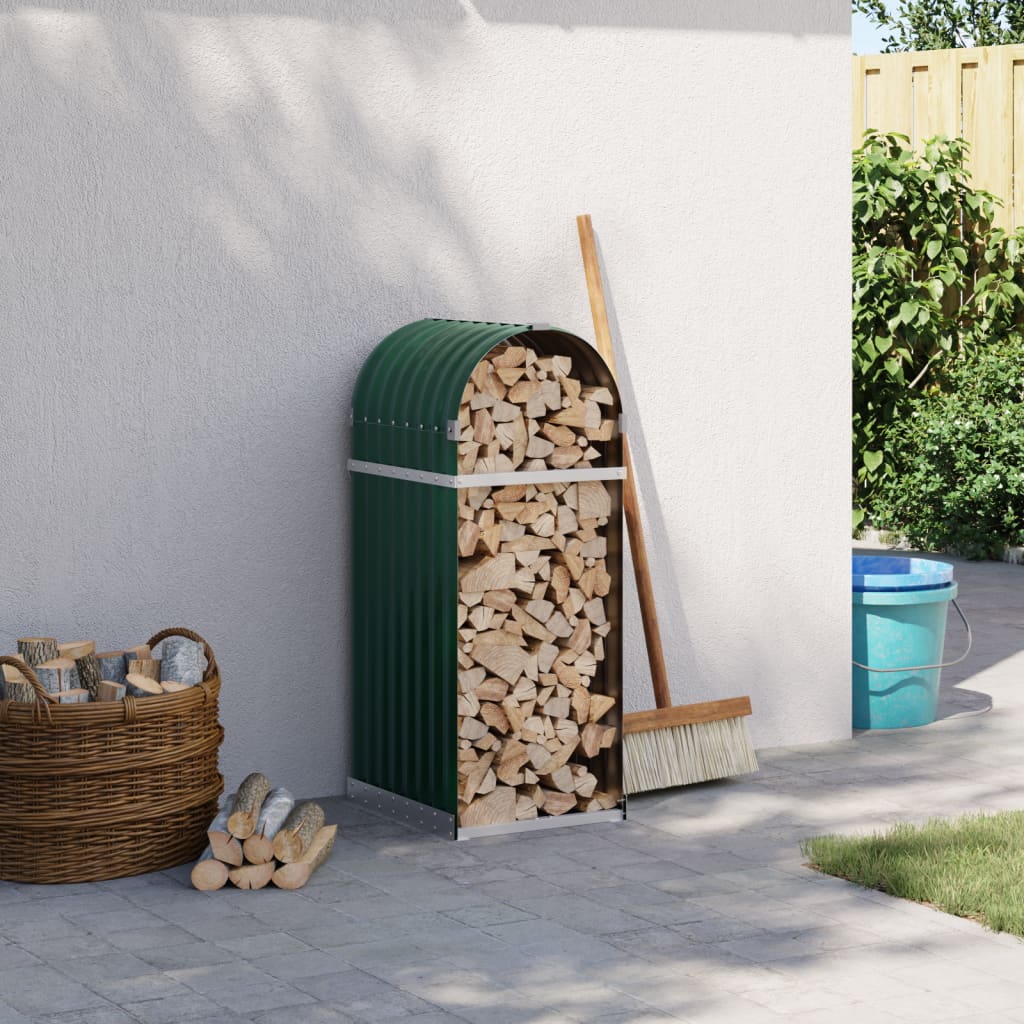 Vidaxx Brennholzlager 40x45x100 cm verzinkter Stahl grün