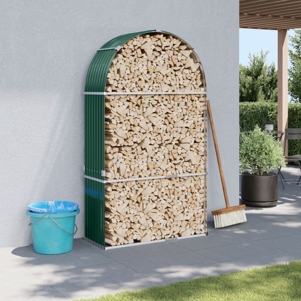 Vidaxx Brennholzlager 120x45x210 cm verzinkter Stahl grün