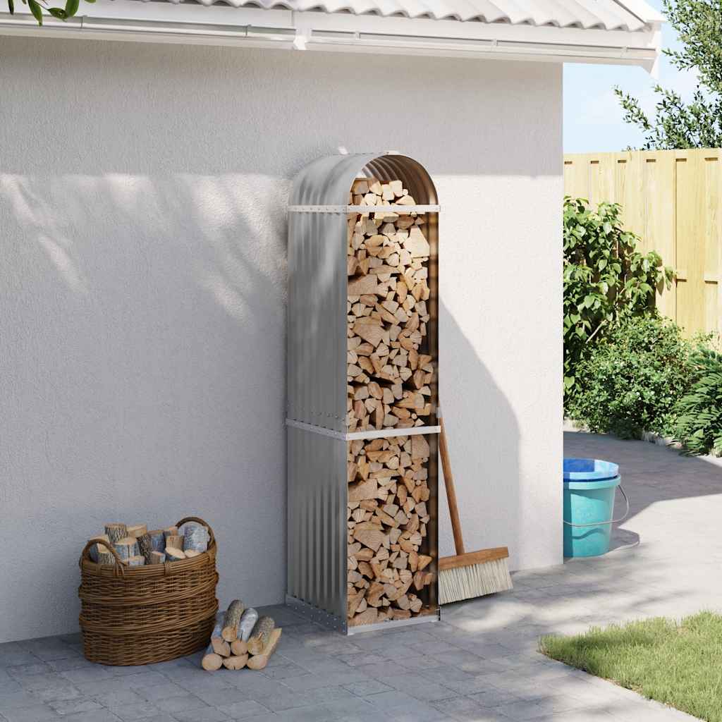 Vidaxx Brennholzlager 40x45x170 cm verzinkter Stahl hellgrau