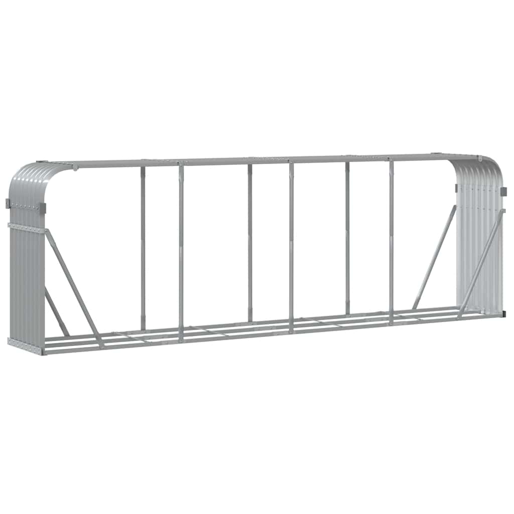 Vidaxx Brennholzlager 300x45x100 cm verzinkter Stahl hellgrau