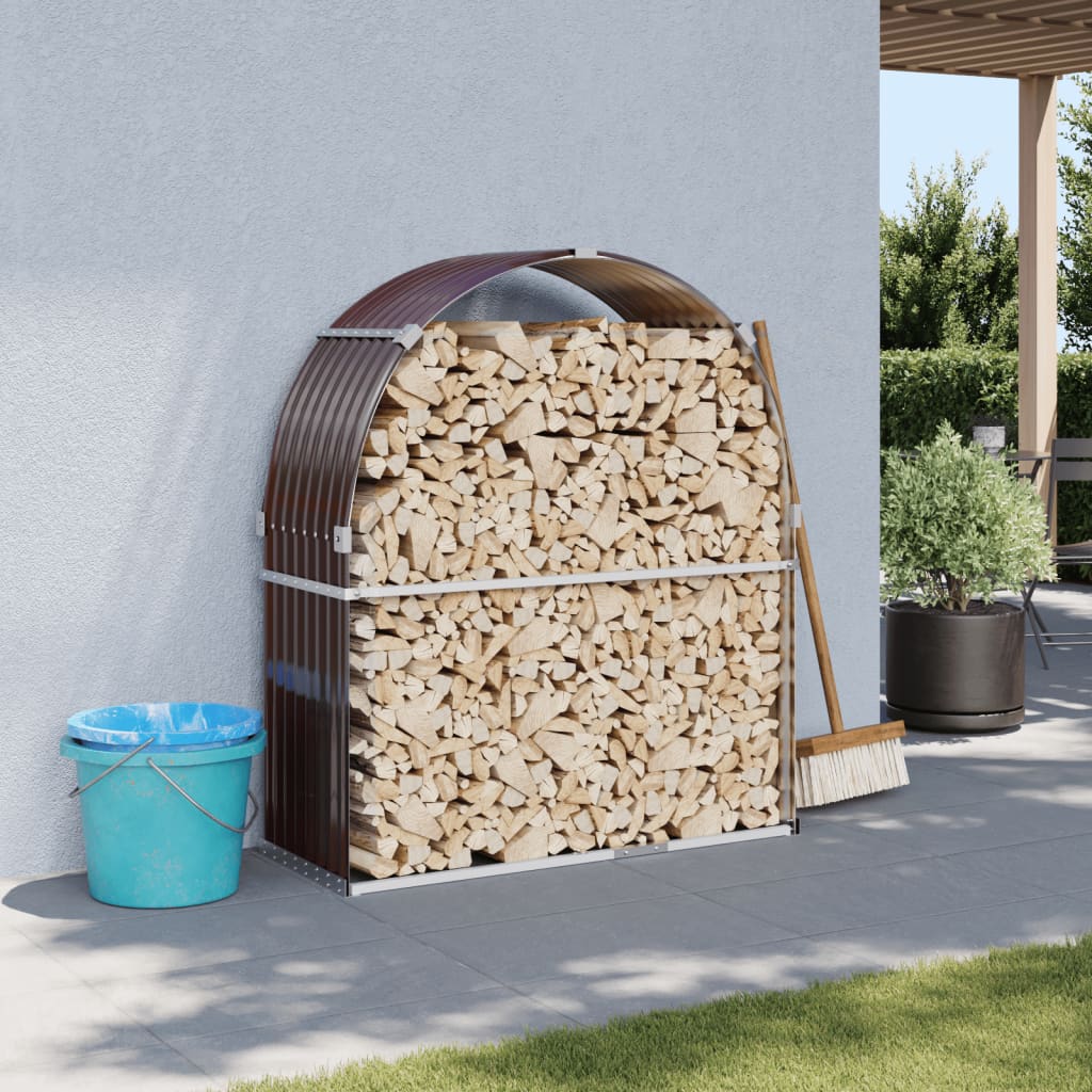 Vidaxx Brennholzlager 120x45x140 cm verzinkter Stahl braun