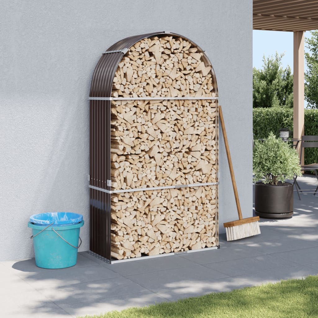 Vidaxx Brennholzlager 120x45x210 cm verzinkter Stahl braun