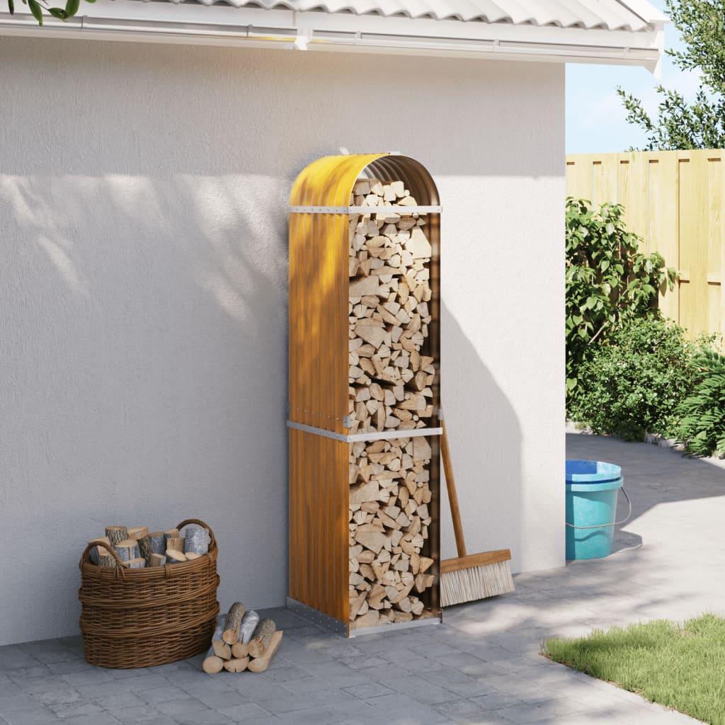 Vidaxx Brennholzlager 40x45x170 cm verzinkter Stahl hellbraun