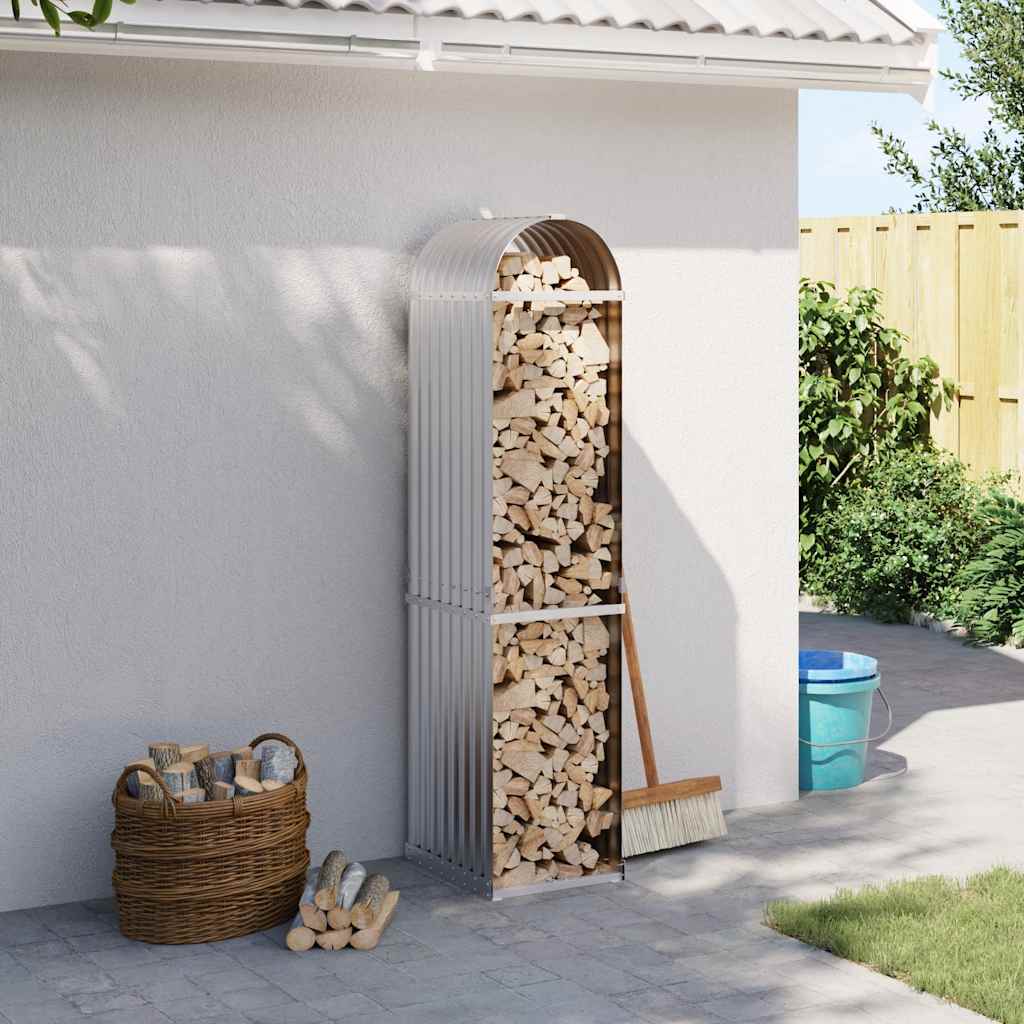 Vidaxx Brennholzlager 40x45x170 cm verzinkter Stahl silberfarben