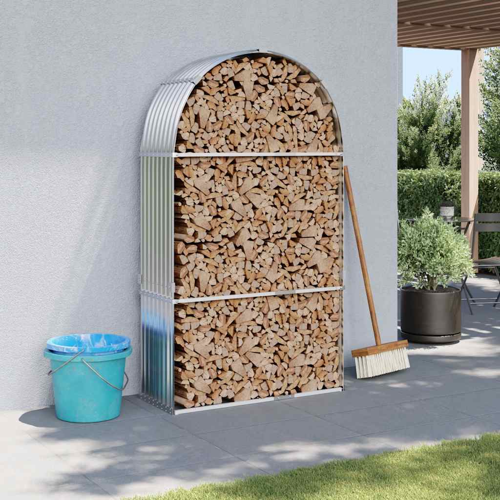 Vidaxx Brennholzlager 120x45x210 cm verzinkter Stahl silberfarben