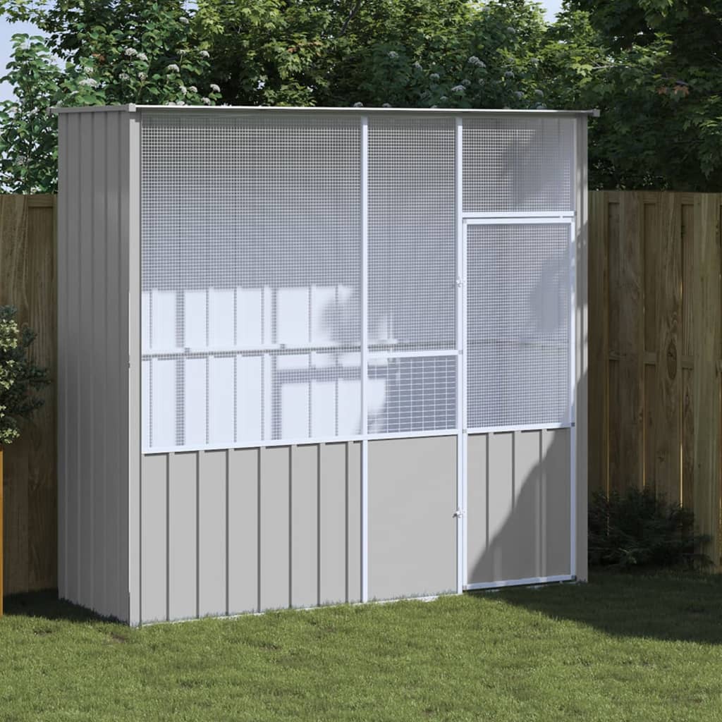 VidaXL Vogelkäfig 215x78x200 cm verzinkter Stahl grau