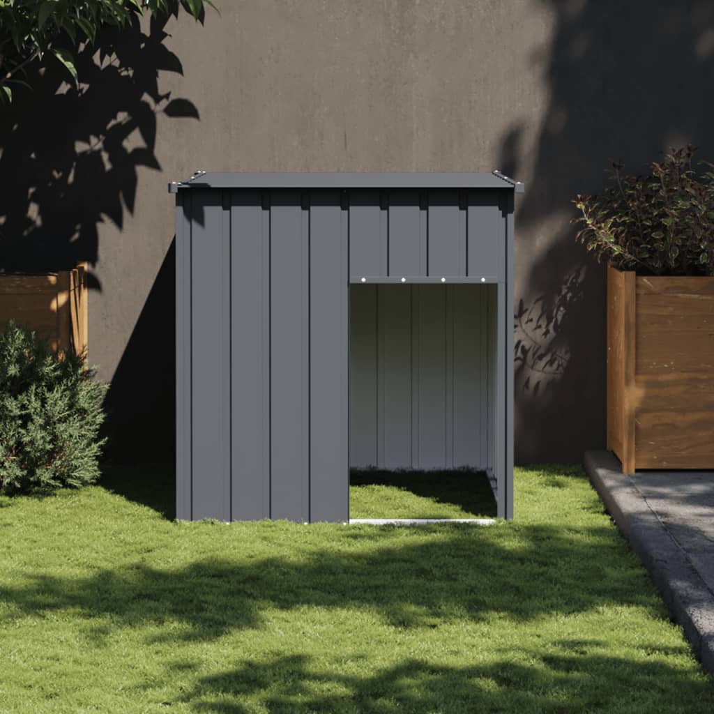Vidaxxl Hundehütte mit Dach 110x103x109 cm verzinkter Stahl Anthrazit