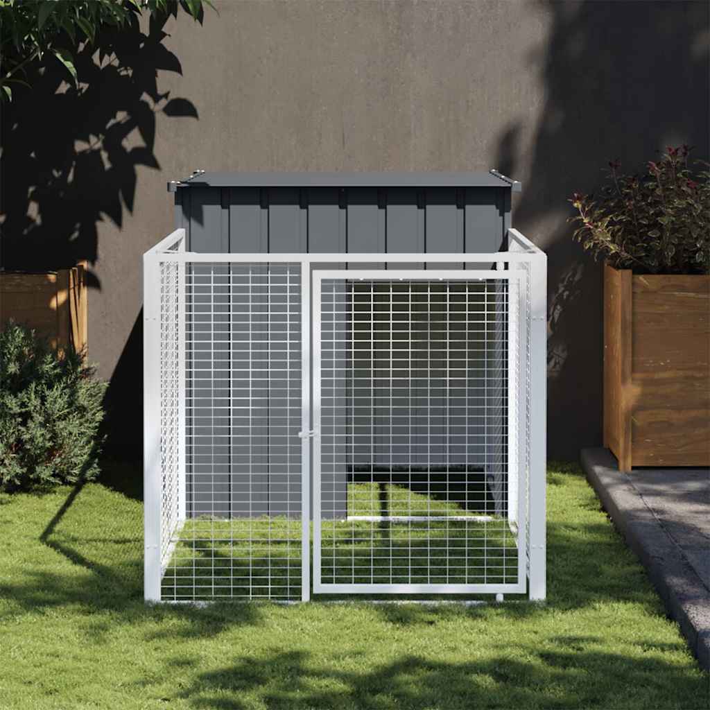 Vidaxxl Hundehütte mit Dach 110x201x110 cm verzinkter Stahl Anthrazit