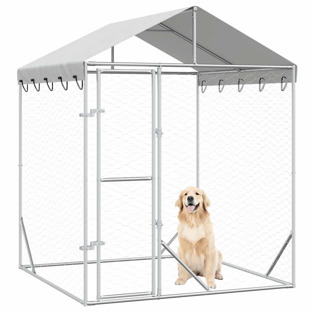 VidaXL Hundehütte mit Dach 2x2x2,5 m verzinkter Stahl silber