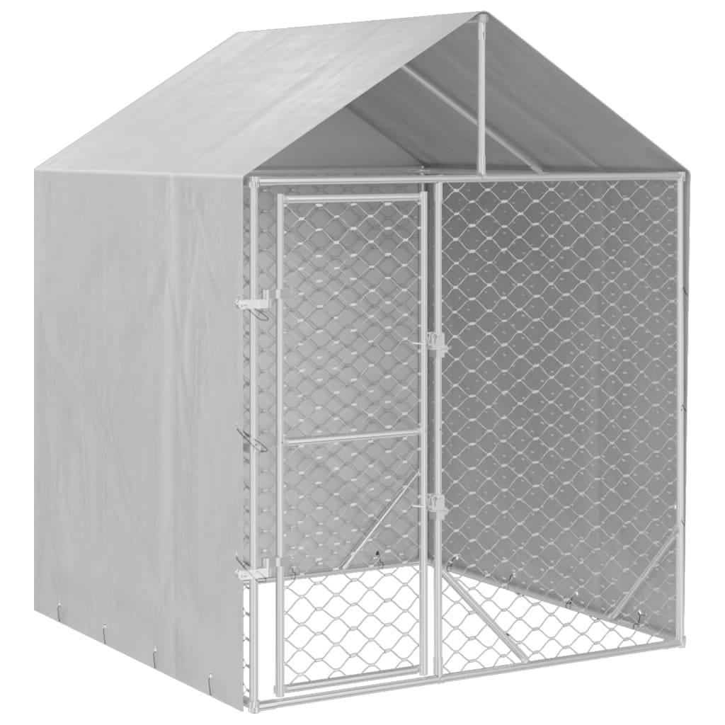 VidaXL Hundehütte mit Dach 2x2x2,5 m verzinkter Stahl silber