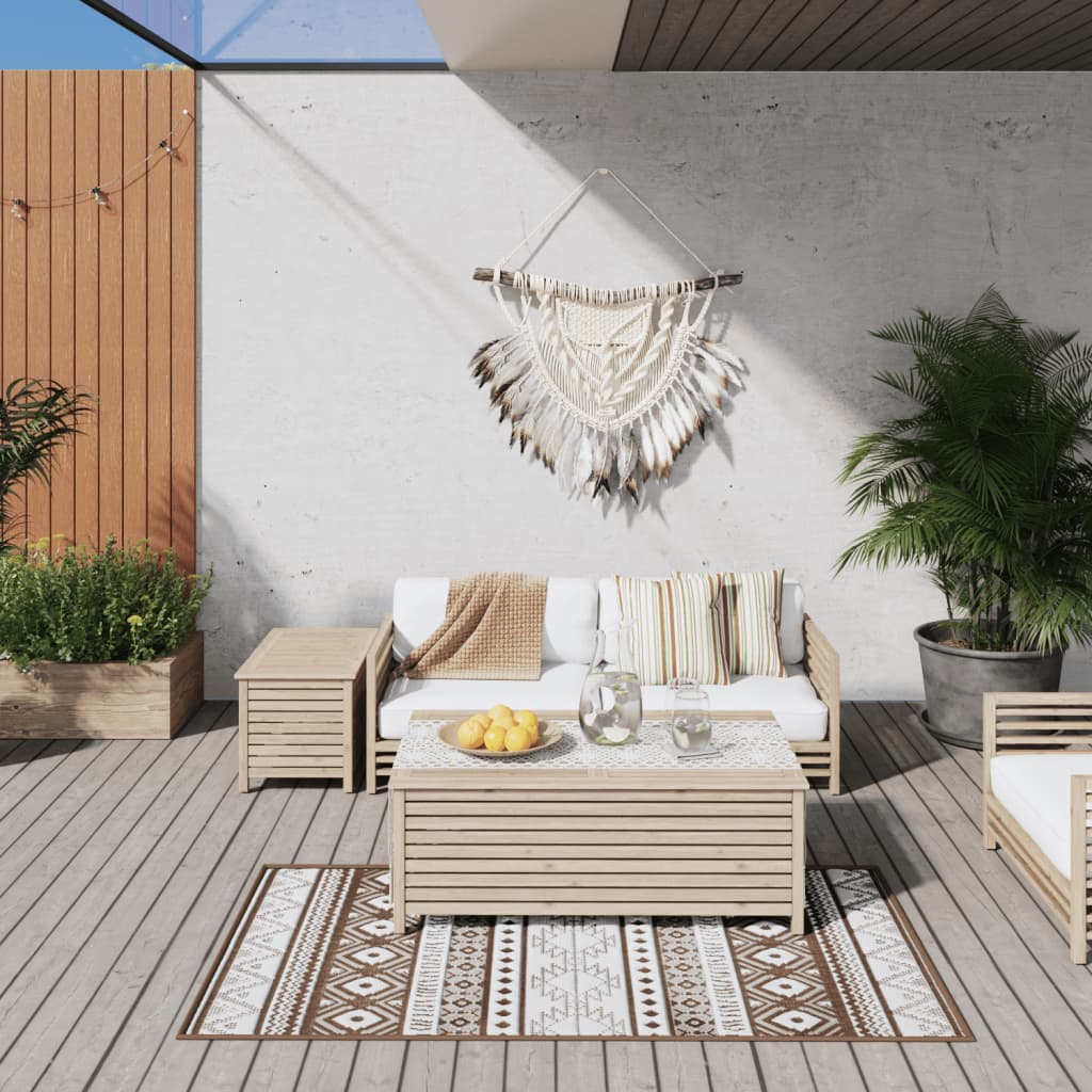 Vidaxx wendbarer Outdoor-Teppich 80x150 cm braun und weiß