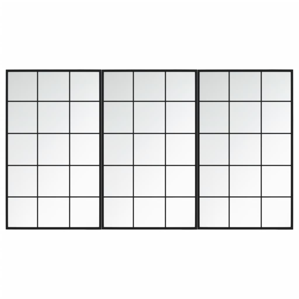 VidaXL Wandspiegel 3 Stk. 100x60 cm Metall schwarz