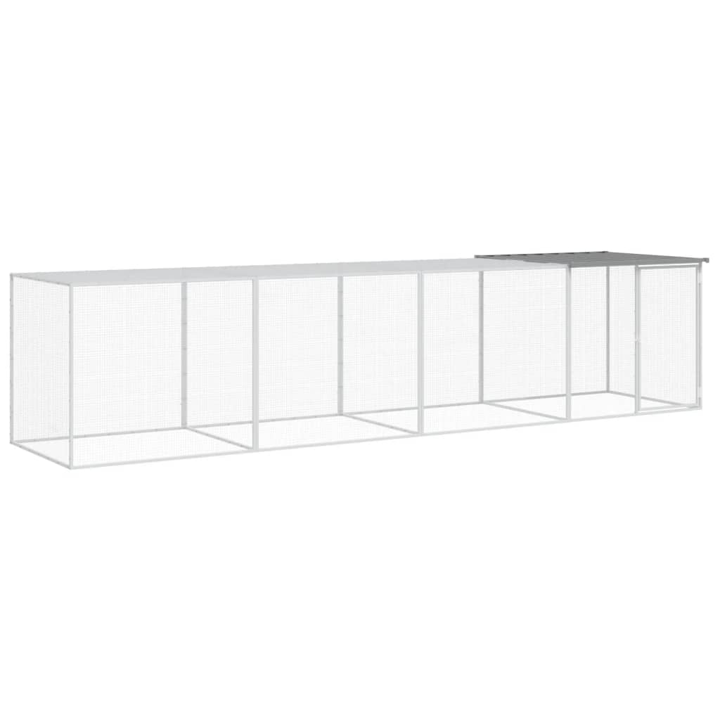 VidaXL Hühnerstall mit Dach 403 x 98 x 90 cm, verzinkter Stahl, hellgrau