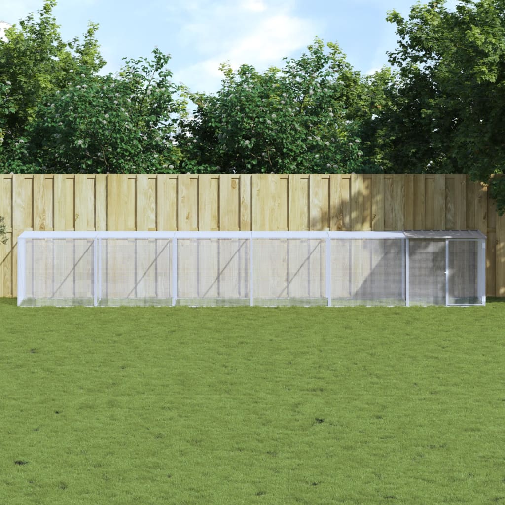 VidaXL Hühnerstall mit Dach 603 x 98 x 90 cm, verzinkter Stahl, hellgrau
