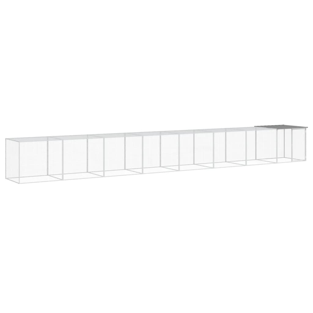 VidaXL Hühnerstall mit Dach 803 x 98 x 90 cm, verzinkter Stahl, hellgrau