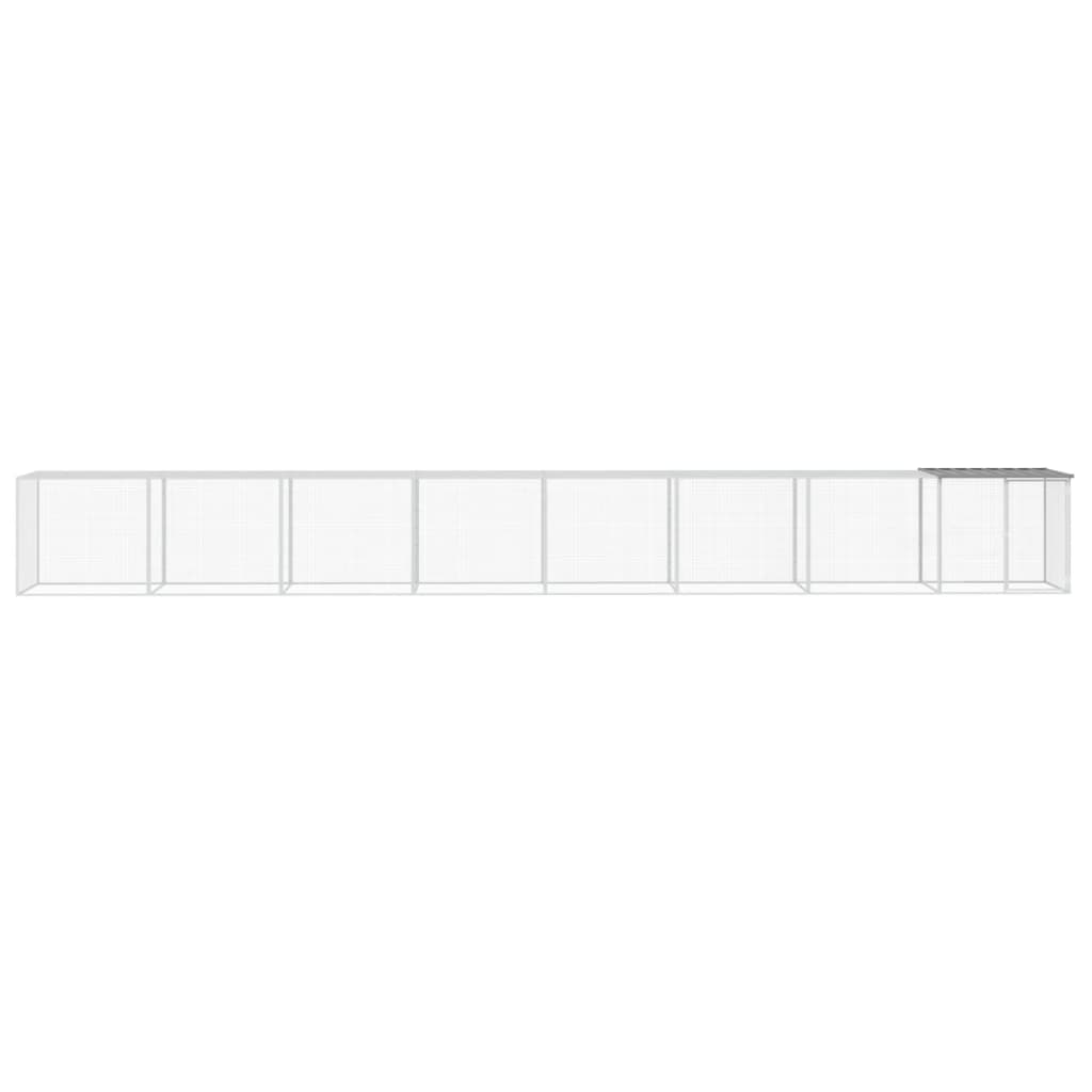 VidaXL Hühnerstall mit Dach 803 x 98 x 90 cm, verzinkter Stahl, hellgrau