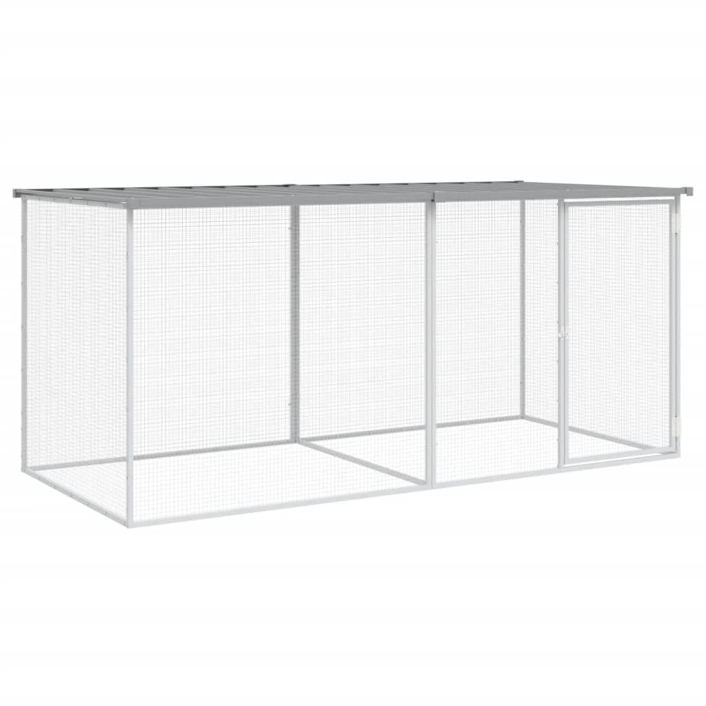 VidaXL Hühnerstall mit Dach 203 x 98 x 90 cm, verzinkter Stahl, hellgrau
