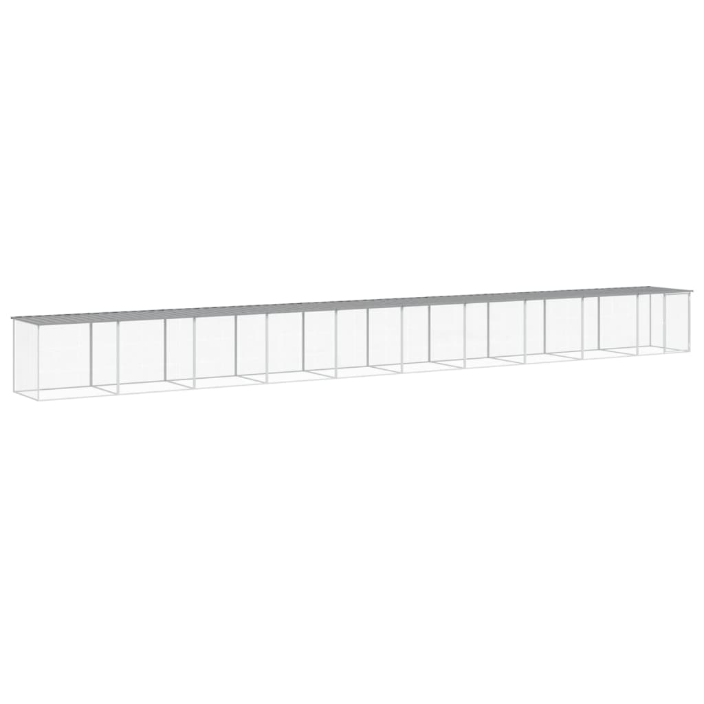 VidaXL Hühnerstall mit Dach 1003 x 98 x 90 cm, verzinkter Stahl, hellgrau