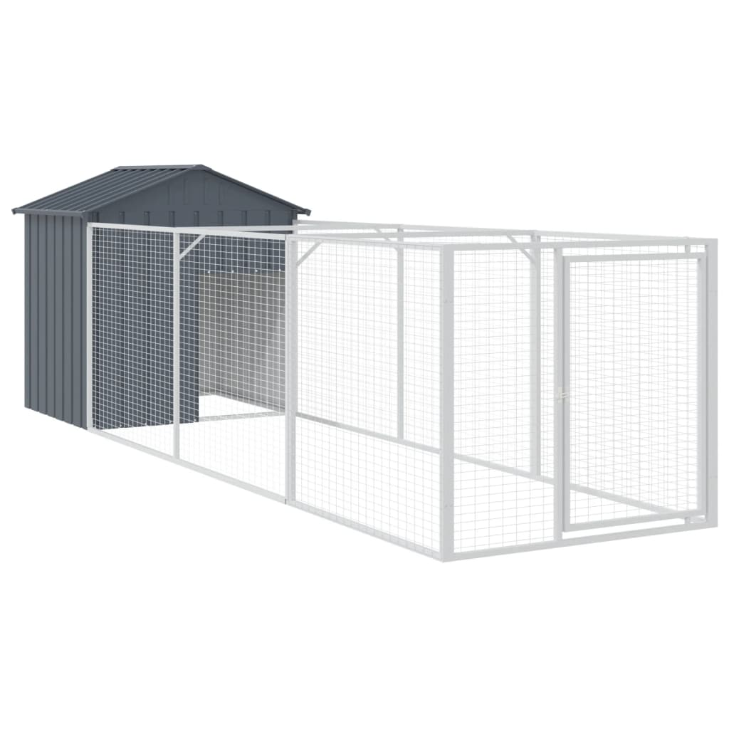 VidaXL Hundehütte mit Dach 117 x 405 x 123 cm, verzinkter Stahl, Anthrazit