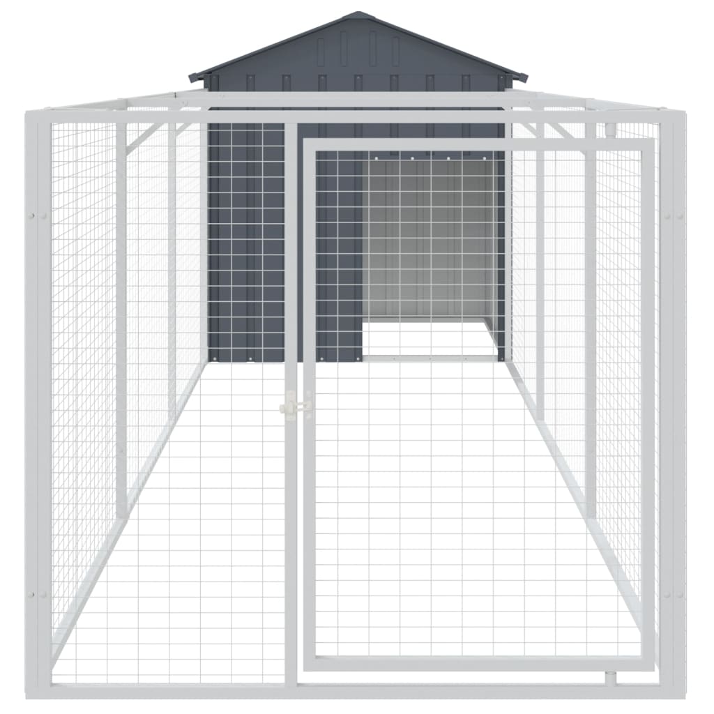 VidaXL Hundehütte mit Dach 117 x 405 x 123 cm, verzinkter Stahl, Anthrazit
