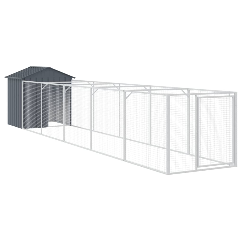 VidaXL Hundehütte mit Dach 117 x 609 x 123 cm, verzinkter Stahl, Anthrazit