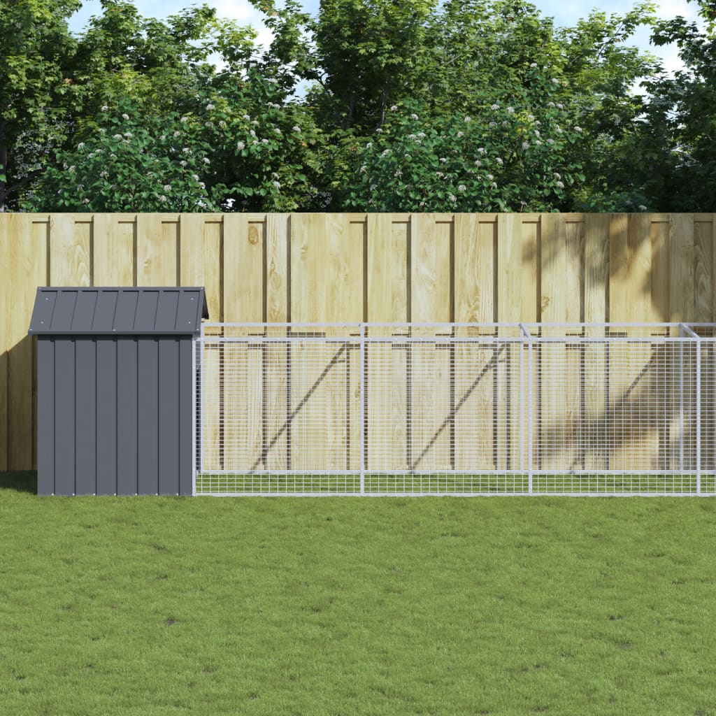 VidaXL Hundehütte mit Dach 117x1017x123 cm Stahl Anthrazit