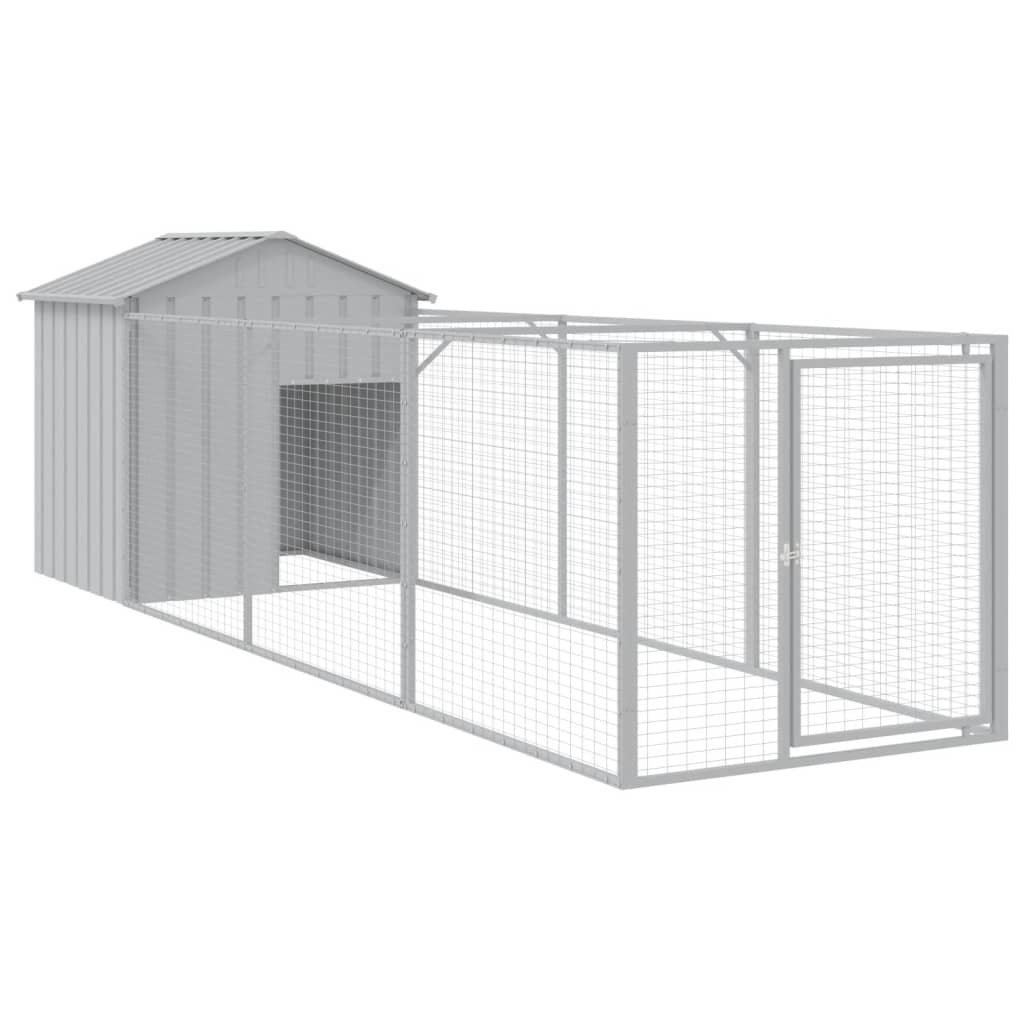 VidaXL Hundehütte mit Dach 117x405x123 cm Stahl hellgrau