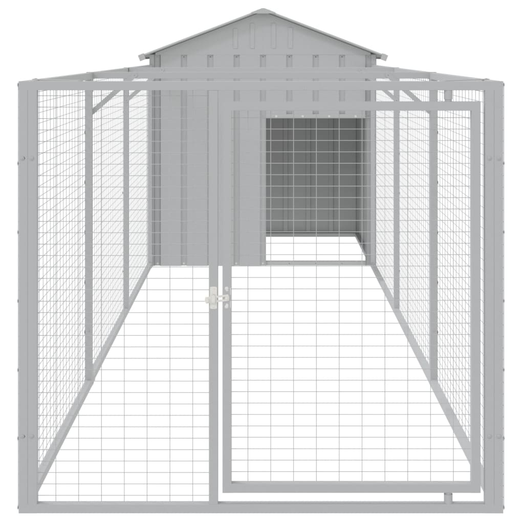 VidaXL Hundehütte mit Dach 117x405x123 cm Stahl hellgrau