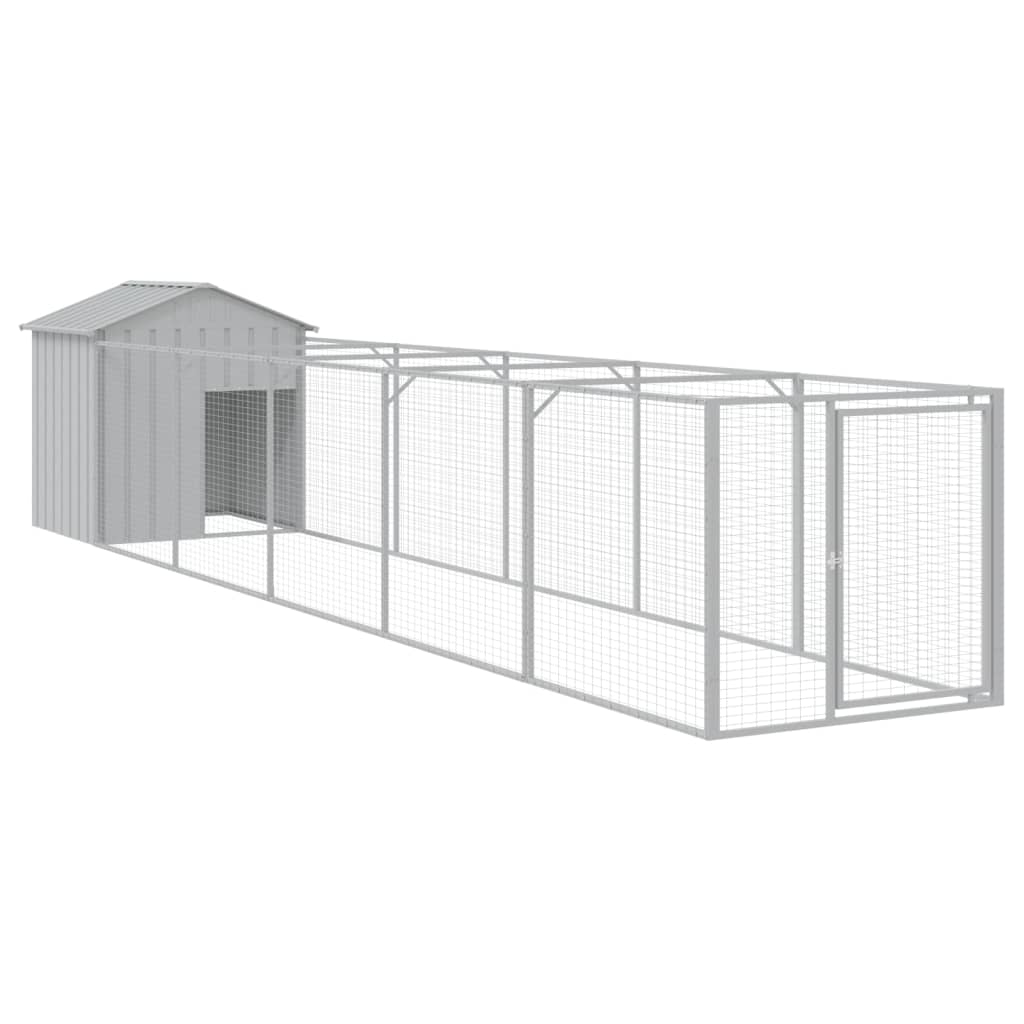 VidaXL Hundehütte mit Dach 117x609x123 cm Stahl hellgrau