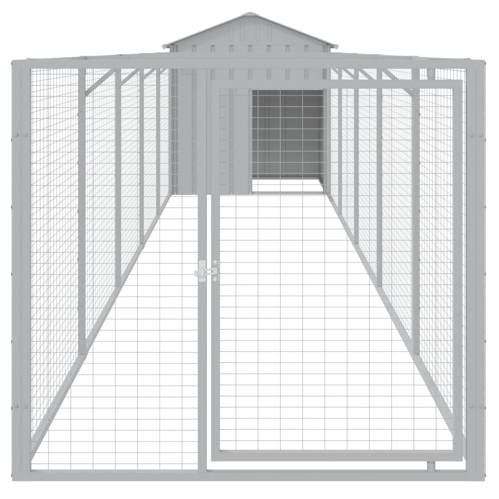 VidaXL Hundehütte mit Dach 117x609x123 cm Stahl hellgrau