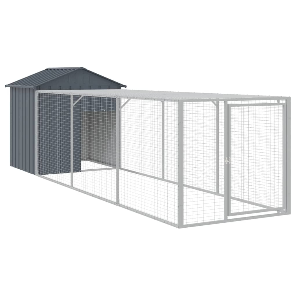 VidaXL Hühnerstall mit Auslauf 117 x 405 x 123 cm, verzinkter Stahl, Anthrazit