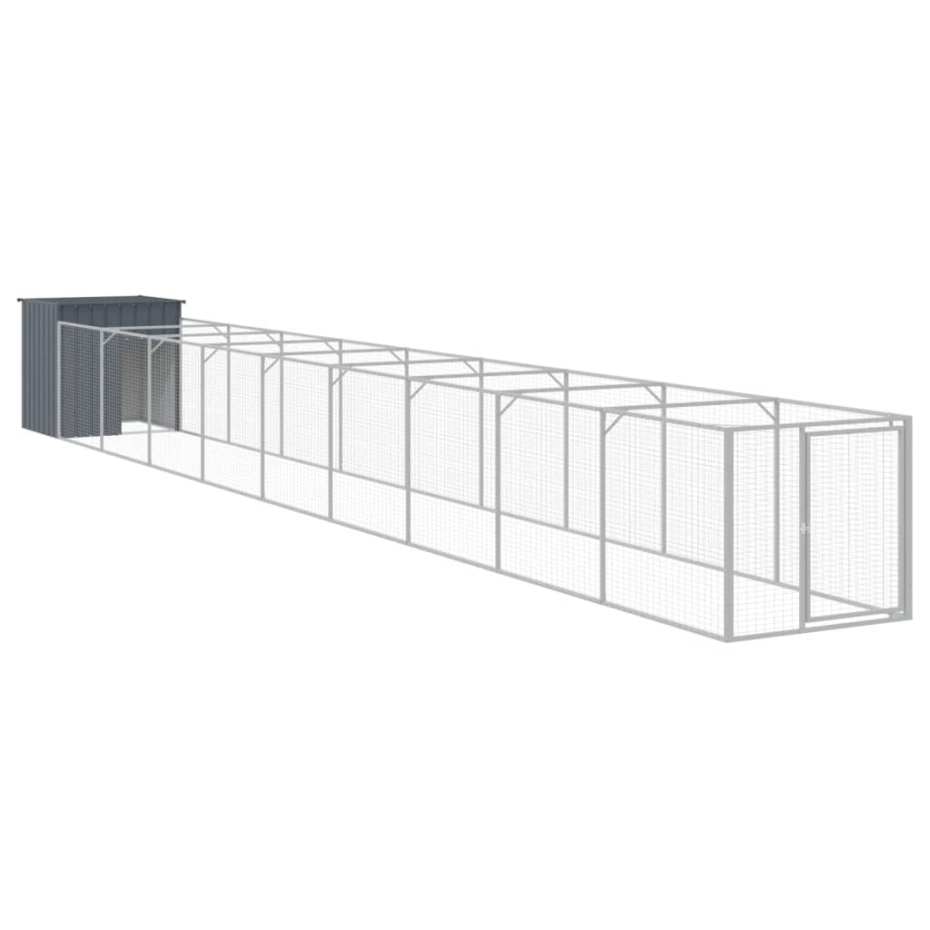 VidaXL Hundehütte mit Auslauf 110x1017x110 cm Stahl Anthrazit