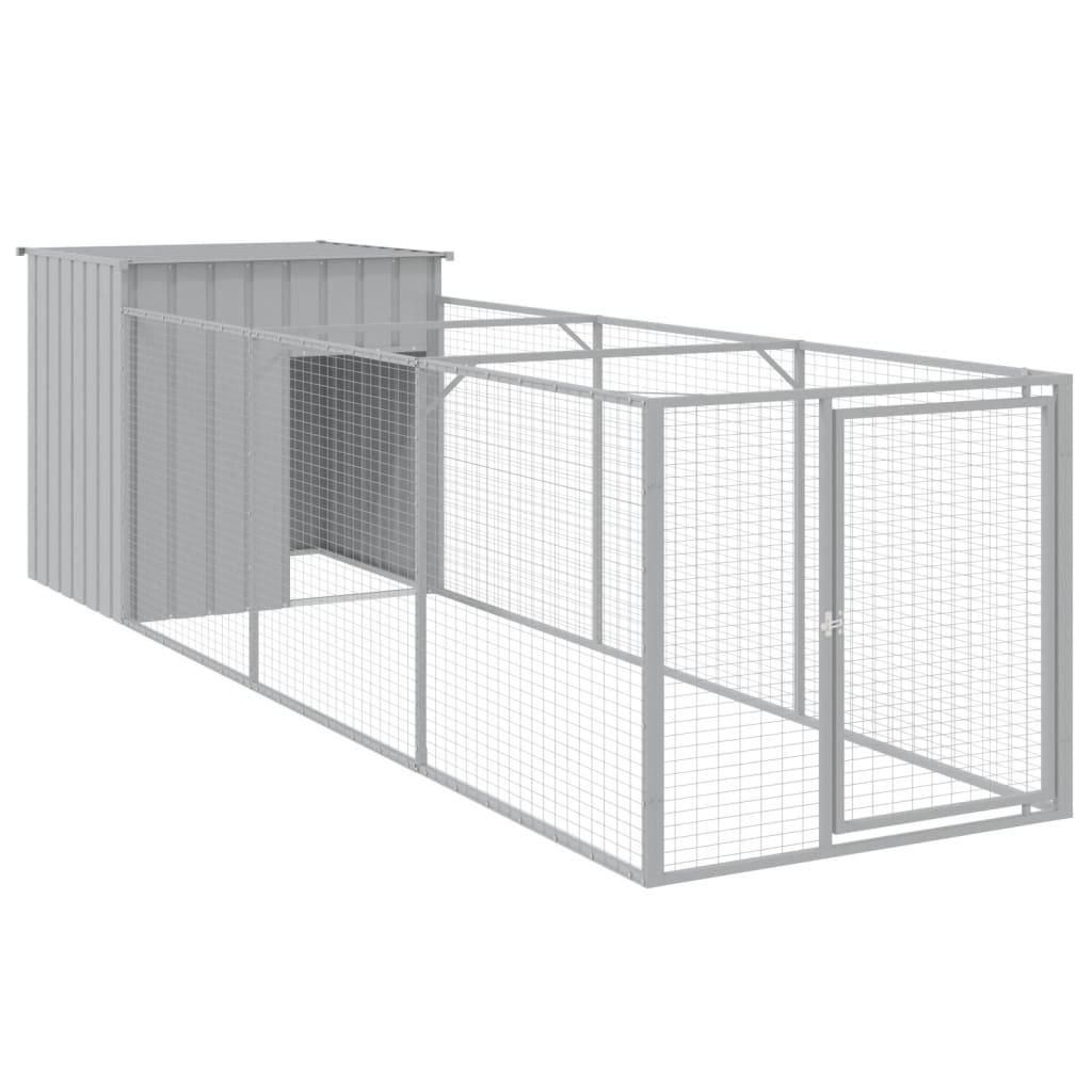 VidaXL Hundehütte mit Auslauf 110x405x110 cm Stahl hellgrau