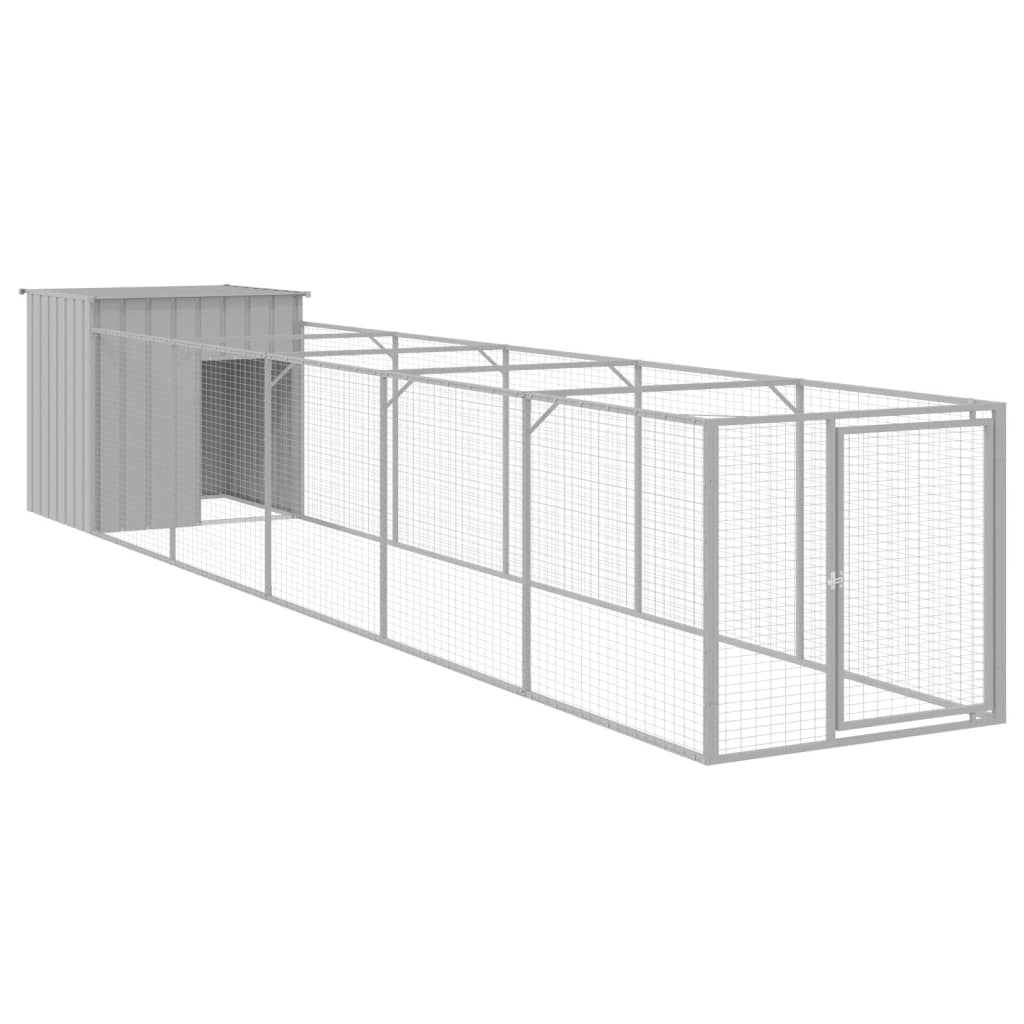 VidaXL Hundehütte mit Auslauf 110x609x110 cm Stahl hellgrau