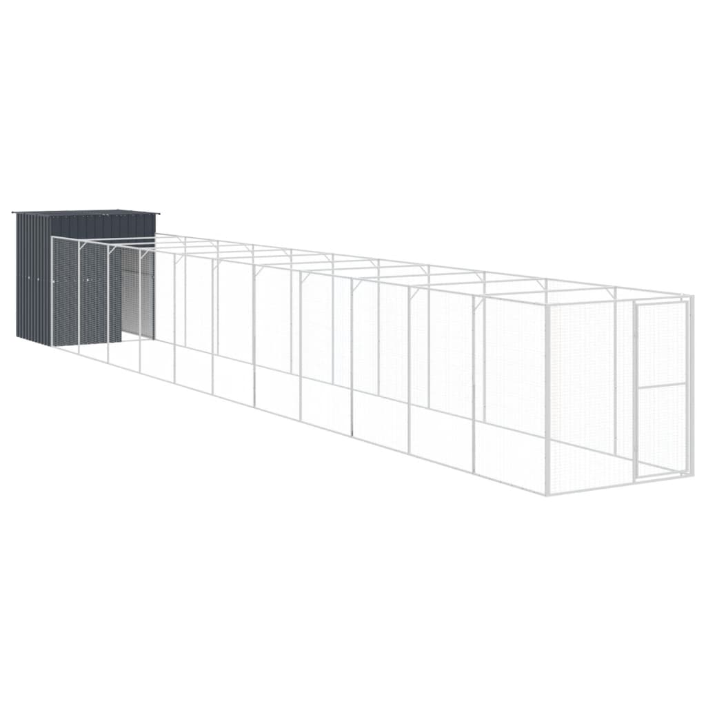 VidaXL Hundehütte mit Auslauf 165x1271x181 cm Stahl Anthrazit