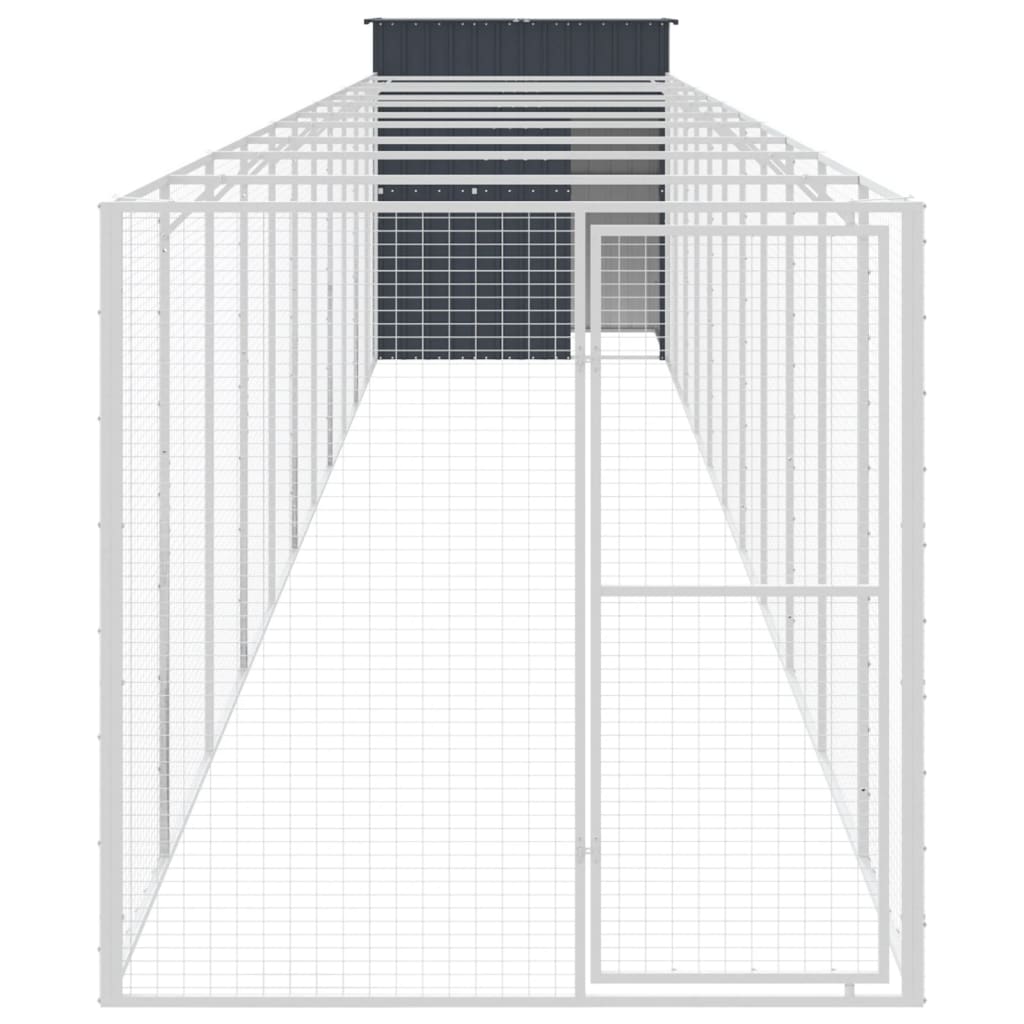 VidaXL Hundehütte mit Auslauf 165x1271x181 cm Stahl Anthrazit