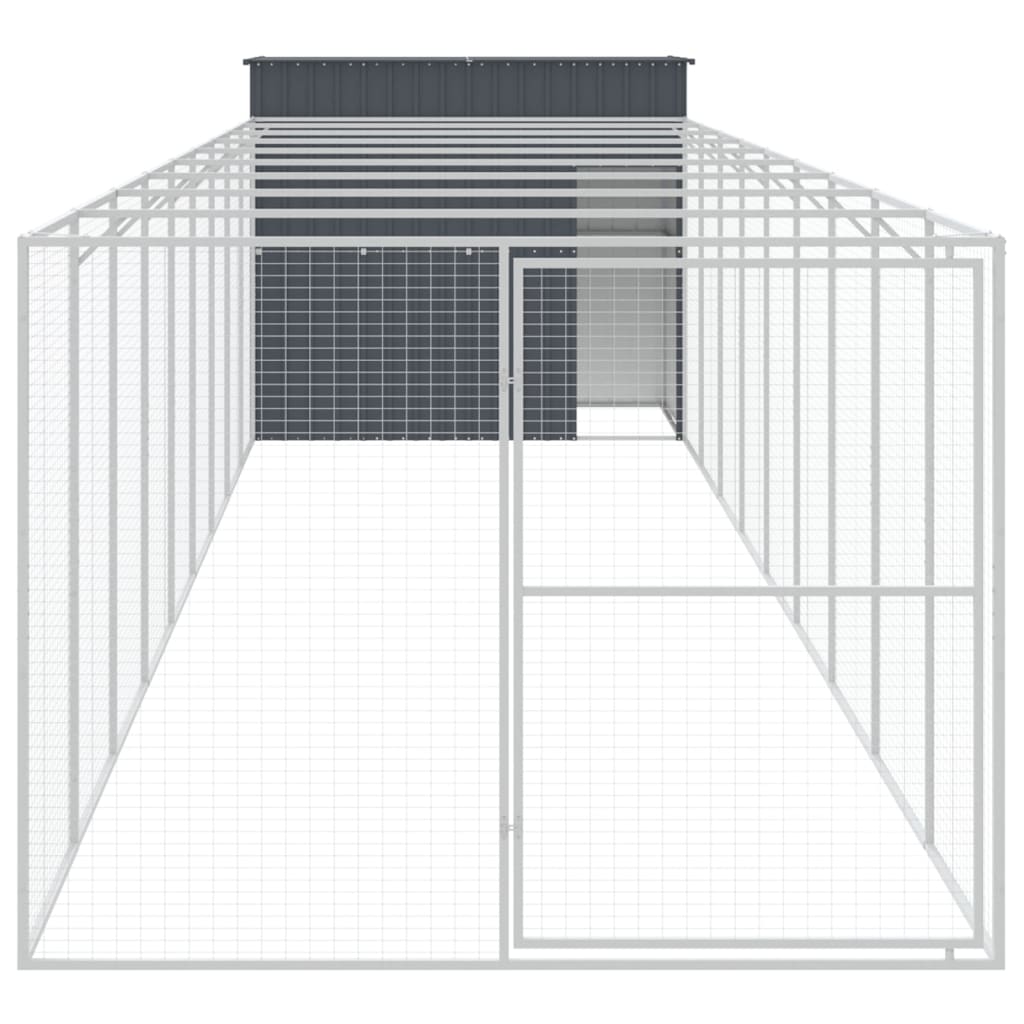 VidaXL Hundehütte mit Auslauf 214x1069x181 cm Stahl Anthrazit