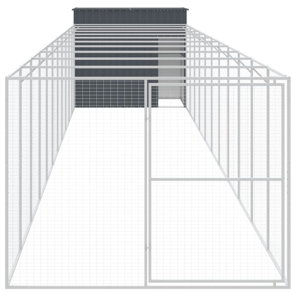 VidaXL Hundehütte mit Auslauf 214x1273x181 cm Stahl Anthrazit