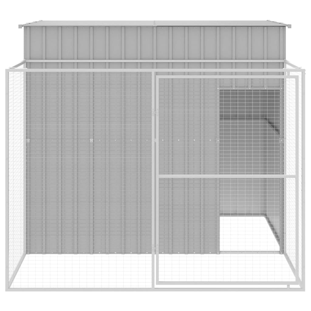 VidaXL Hundehütte mit Auslauf 214x253x181 cm Stahl hellgrau