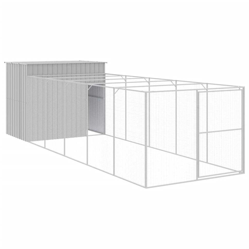 VidaXL Hundehütte mit Auslauf 214x661x181 cm Stahl hellgrau