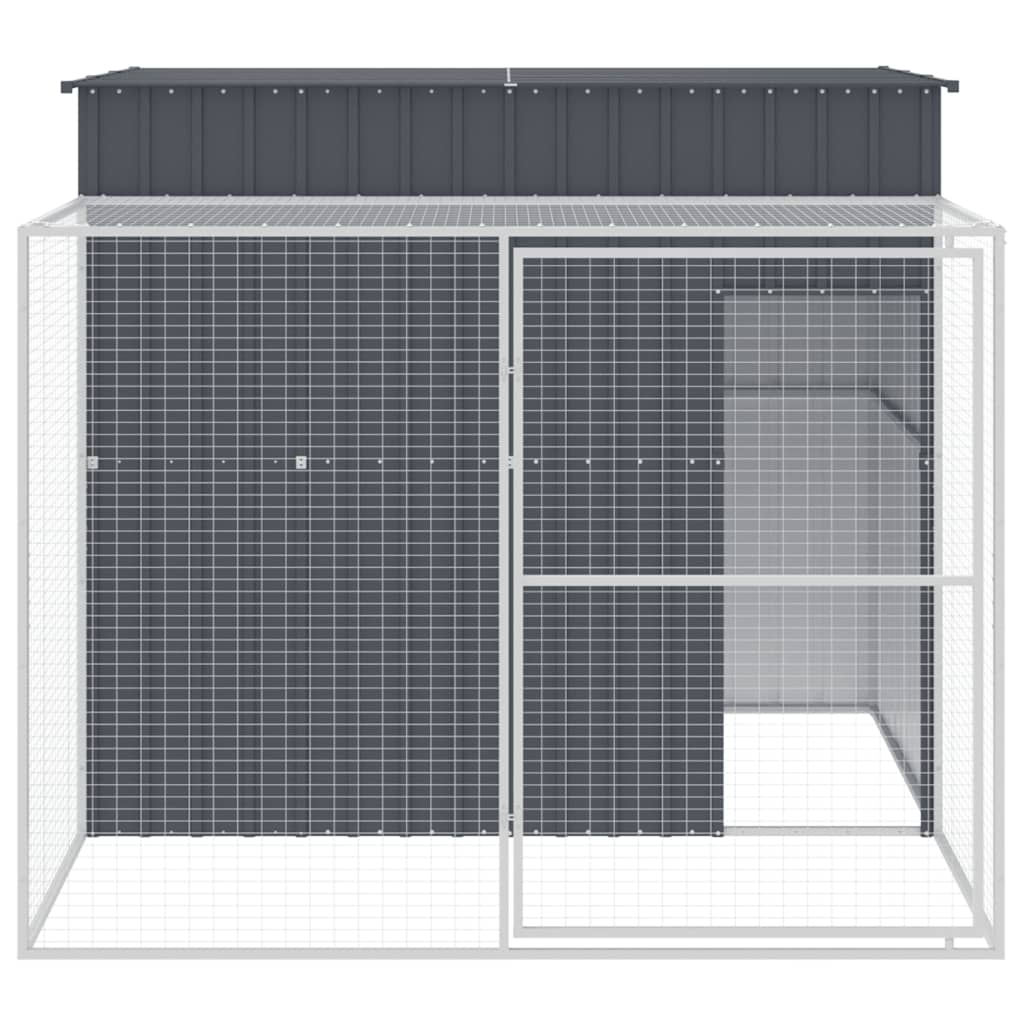 VidaXL Hundehütte mit Auslauf 214 x 253 x 181 cm, verzinkter Stahl, Anthrazit