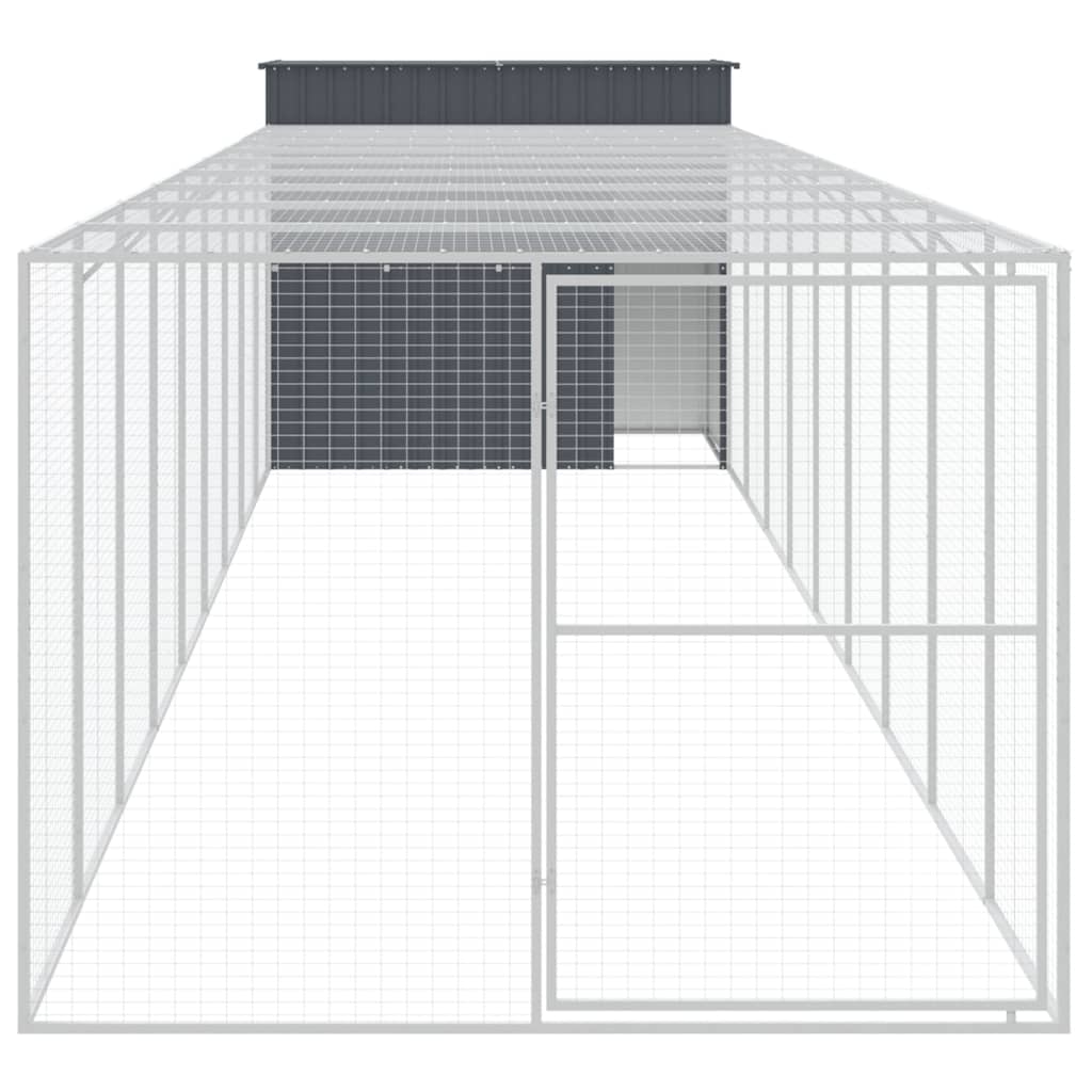 VidaXL Hundehütte mit Auslauf 214x1069x181 cm Stahl Anthrazit