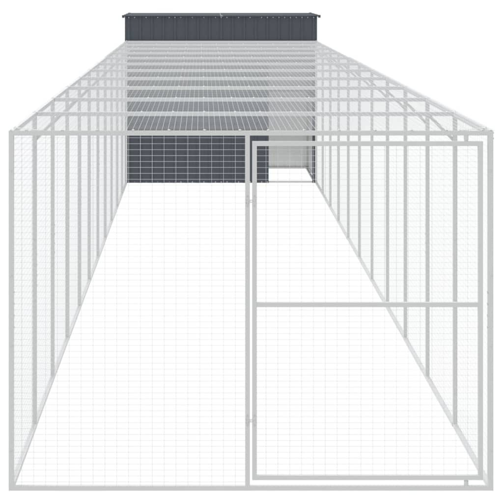 VidaXL Hundehütte mit Auslauf 214x1273x181 cm Stahl Anthrazit