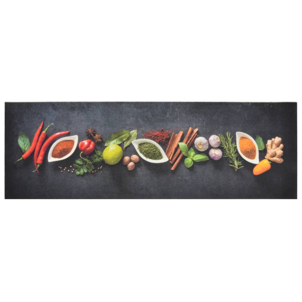Vidaxx Küchenmatte waschbarer Kräuterdruck 60x180 cm Samt