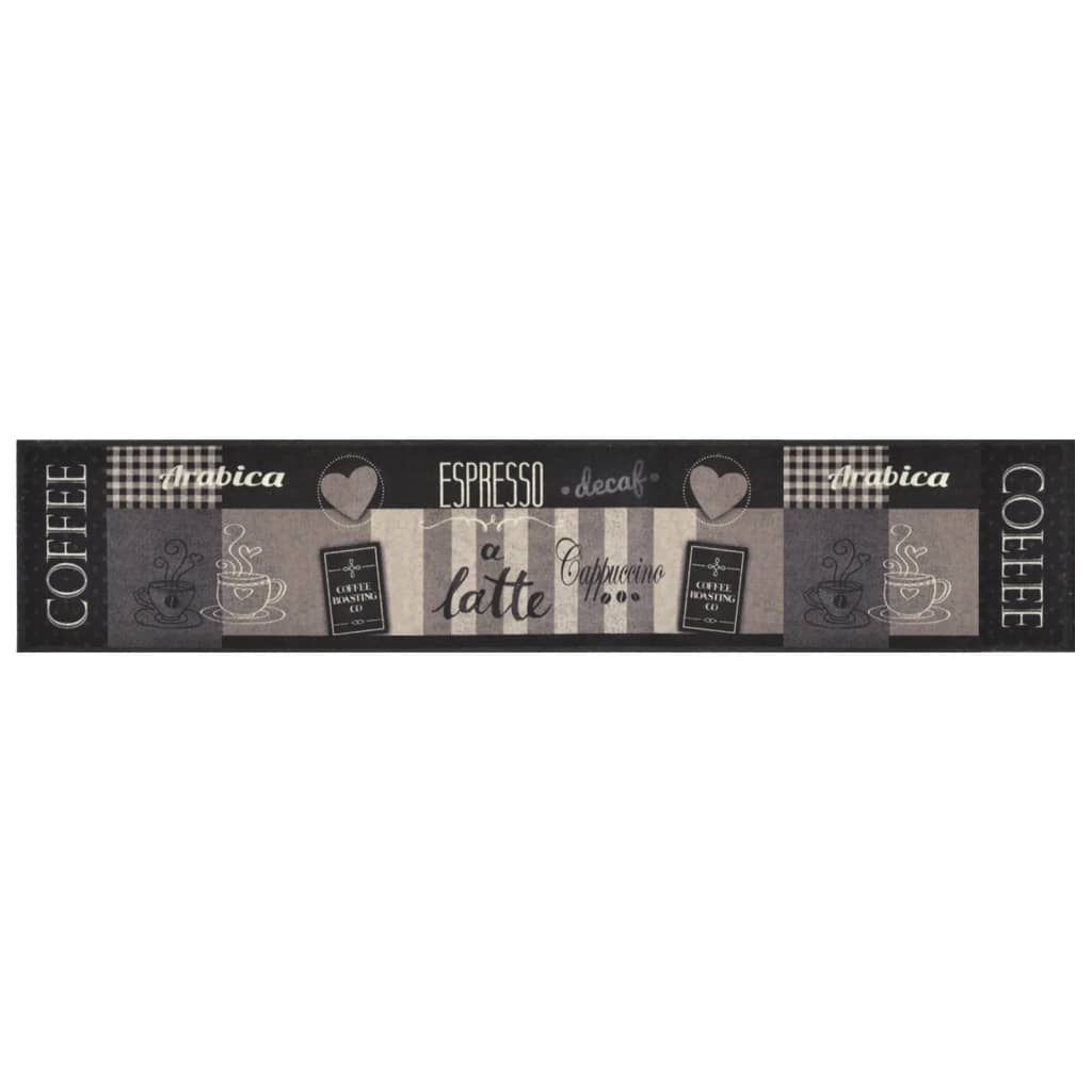 Vidaxx Küchenmatte waschbar Kaffeedruck 60x300 cm samtschwarz