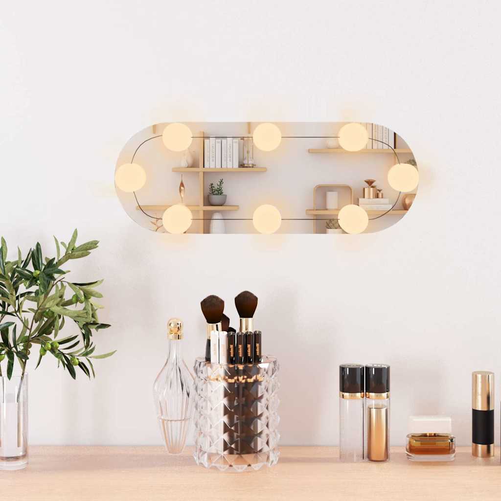 VidaXL Wandspiegel mit LEDs oval 15x40 cm Glas