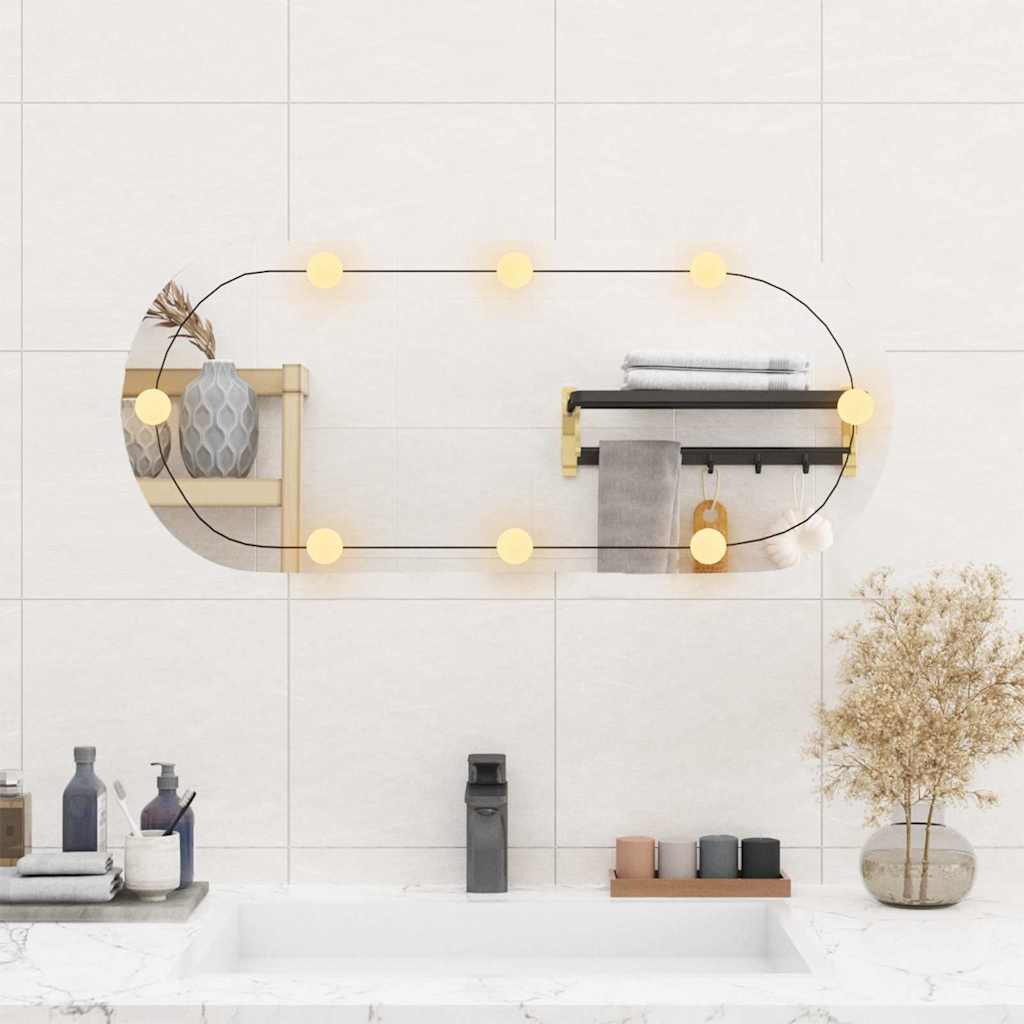 VidaXL Wandspiegel mit LEDs oval 35x80 cm Glas